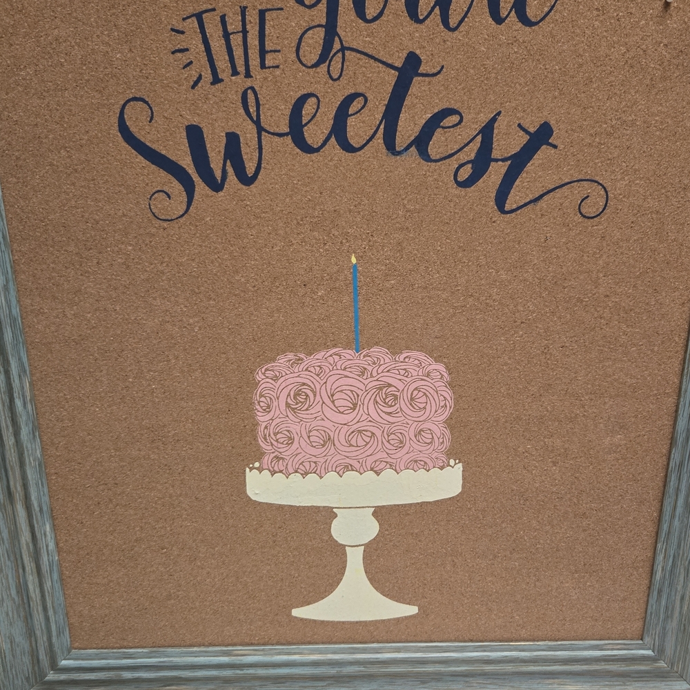 Framed Cork Board with Cake Design
